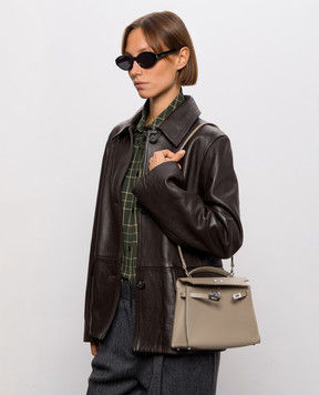 Babe Pay Pls Beige leather satchel bag 06508