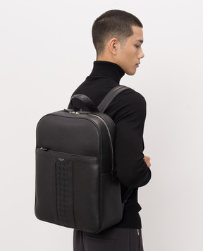 Serapian Black leather backpack with logo SRCMOMLL738431A001