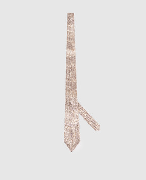 Brunello Cucinelli Beige Dazzling Craquelé Embroidery Tie MRKR12279