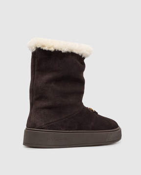 Dolce&Gabbana Children's brown suede boots with fur D11449A3M562735