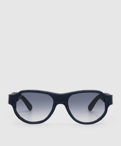 Blue Safari sunglasses with crocodile leather
