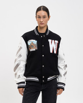 Off-White Black combined bomber jacket Wo Saundsystem 2EK006F25FAB003