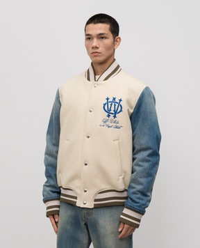 Off-White Beige bomber jacket with wool 44MEH053F5F004