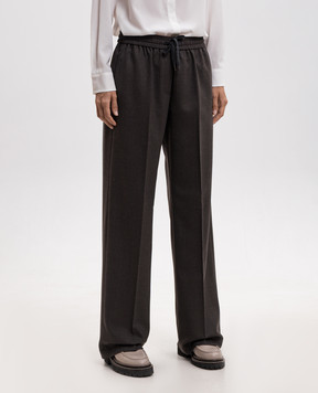Peserico Dark brown wool pants P0454902660