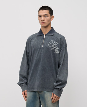 Off-White Blue long-sleeved polo shirt with logo 44MAD00NF5F004
