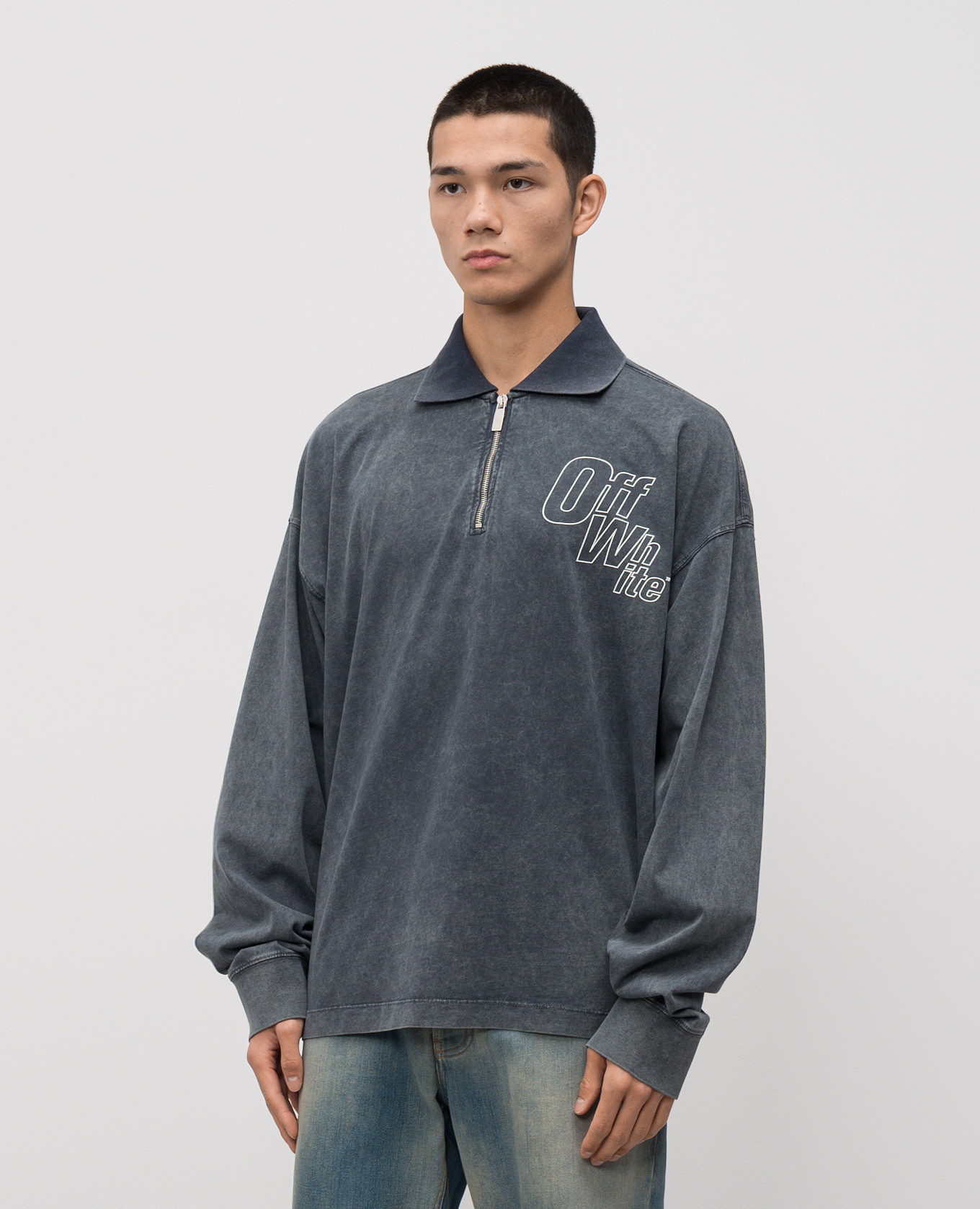 

Blue long-sleeved polo shirt with logo Off-White