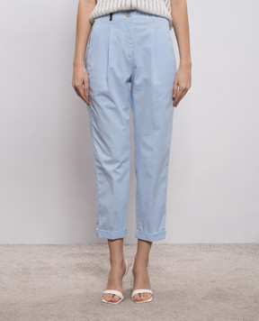 Peserico Blue pants with a patch A04987T2302481