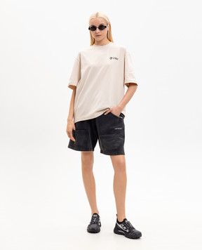 Off-White Beige T-shirt with logo print 44MAA120S26J01D