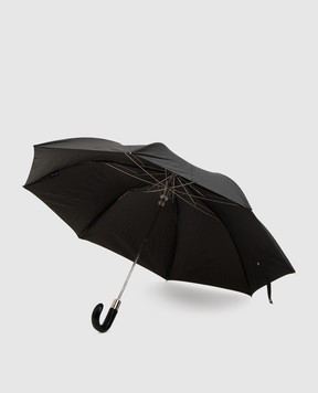 Pasotti Black folding umbrella with leather handle OMITUO64SBLUES59732