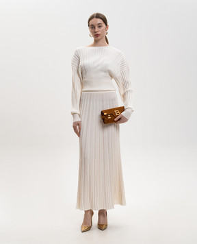 Balmain White ribbed skirt GF1LD393KJ30