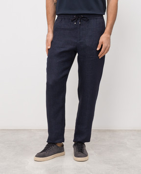 Agnona Blue linen pants T710U6YU3046