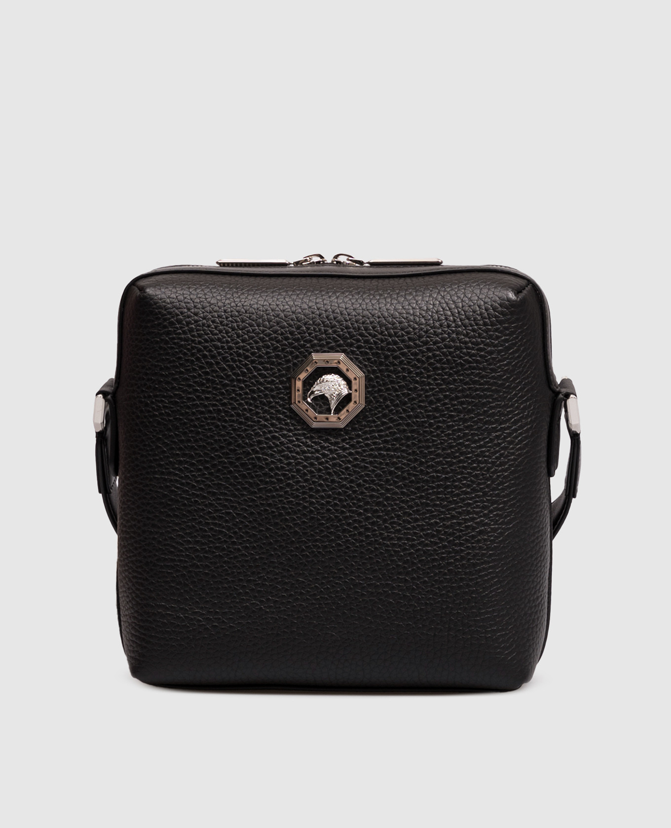 

Black leather bag with metal emblem Stefano Ricci