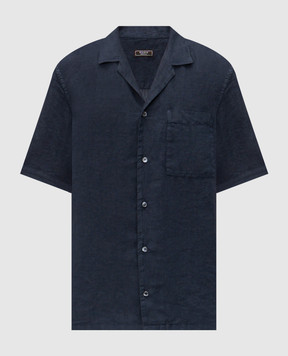 Peserico Blue linen short-sleeved shirt R56049T002494
