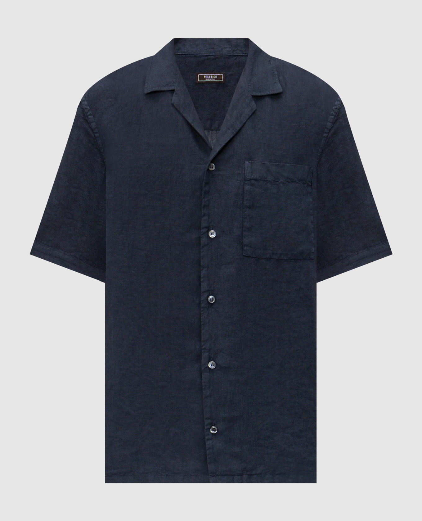 Blue linen short-sleeved shirt
