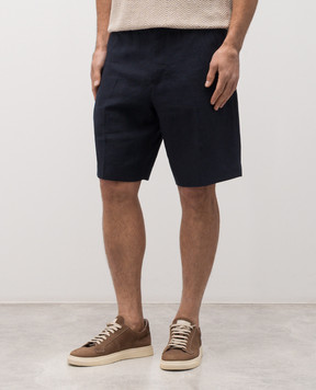 Brett Johnson Blue linen shorts SS26P18S002NAV