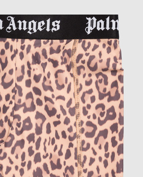 Palm Angels Children's beige leopard print leggings F6PAJGLG126