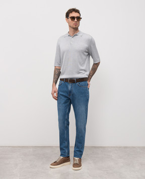 ISAIA Blue jeans with a worn effect PND005DJ125