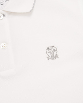 Brunello Cucinelli Children's white polo shirt with embroidered emblem BE854T315C