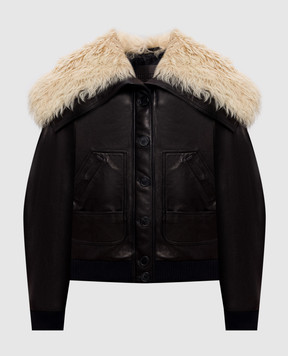 The Attico Black leather jacket with fur 261WCB00129LBT166AA