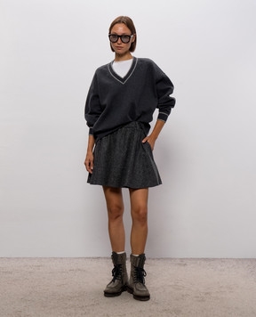 Brunello Cucinelli Gray mini skirt with wool MD002G4103