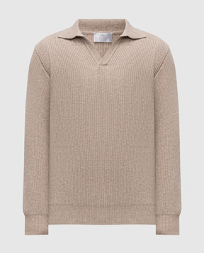 Pini Parma Beige wool and cashmere sweater POLORIBTAUPE