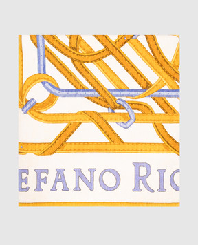 Stefano Ricci Ivory terry towel with branded print YTELM03SPBELTS