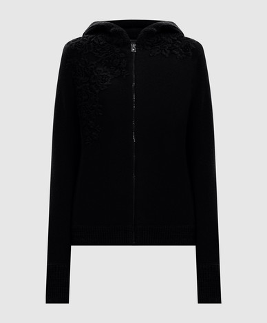 Black cardigan with wool and cashmere