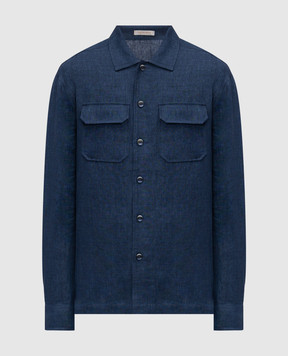 CAPOBIANCO Blue straight-cut linen shirt 20M515LL00