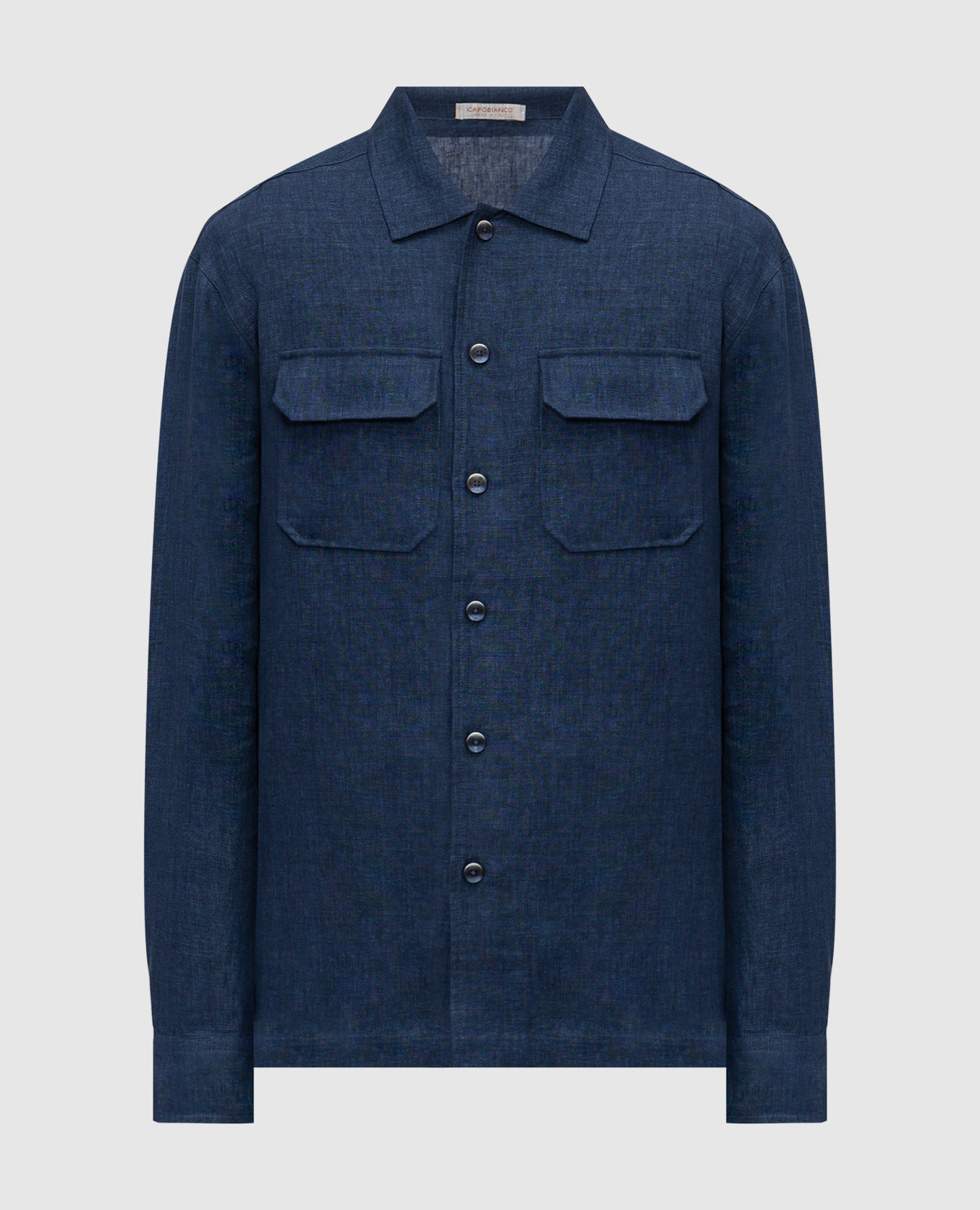 Blue straight-cut linen shirt