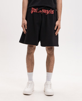 Palm Angels Black shorts with logo print PMCI019S26FLE001