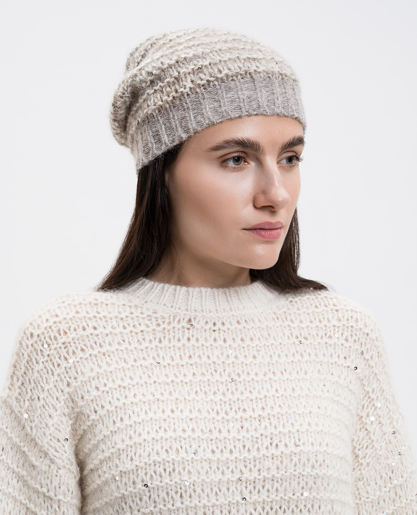 Gray alpaca wool hat Peserico 2