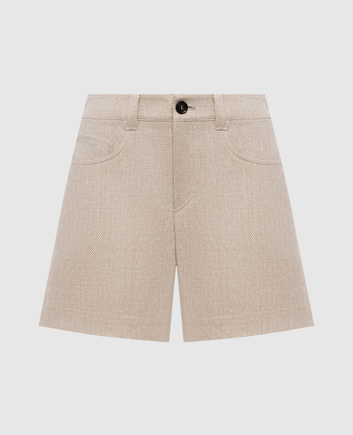 Beige patterned linen shorts Brunello Cucinelli