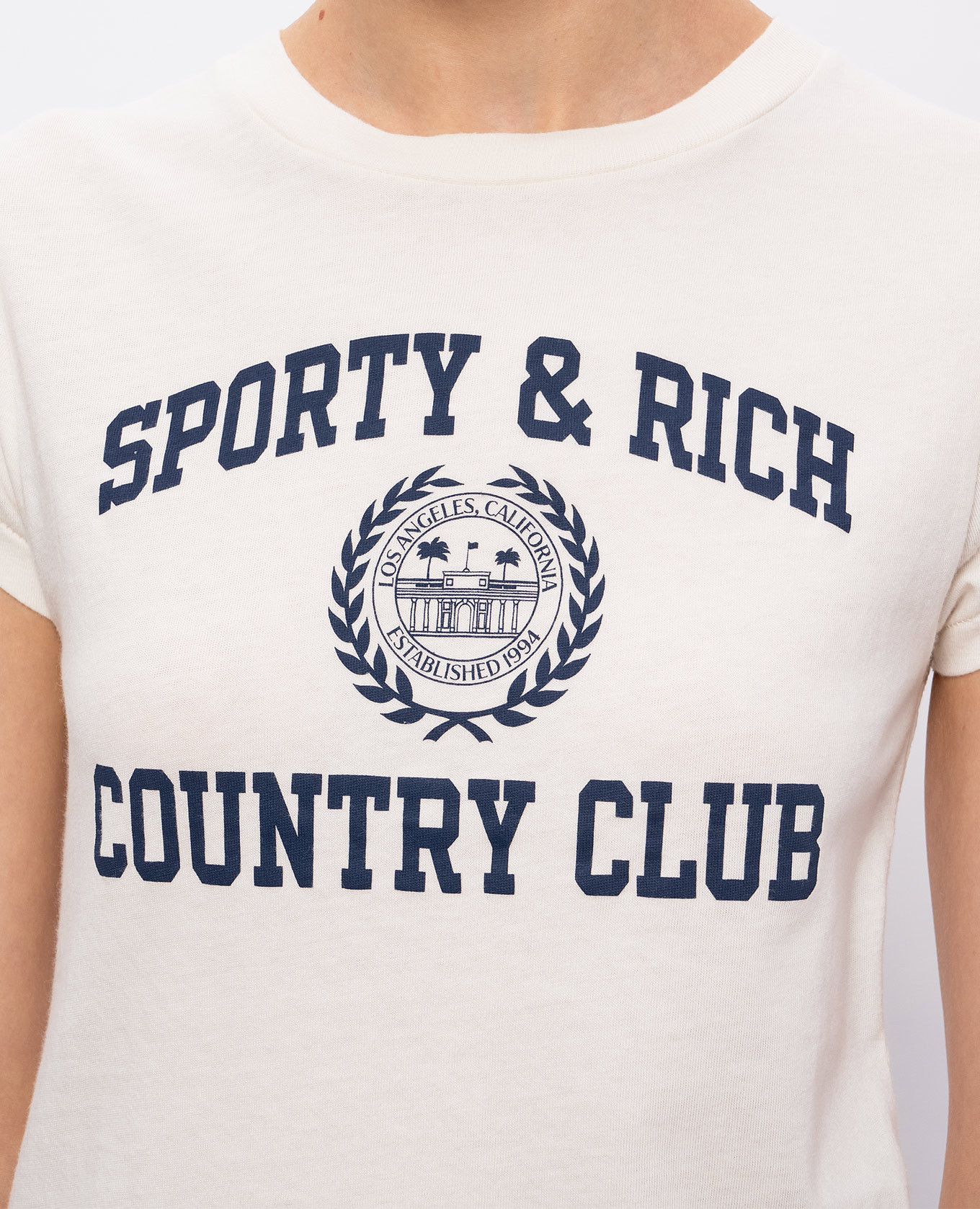 Beige Varsity Crest T-Shirt Sporty & Rich 5