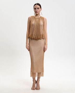 Max Mara Sportmax Beige midi dress PAPPA with crystals SPXPAPPA