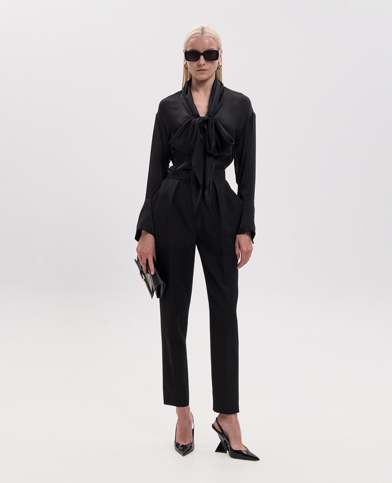Black wool high-rise pants Balmain 2