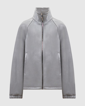 Babe Pay Pls Grey straight-cut leather jacket 2602GRAND
