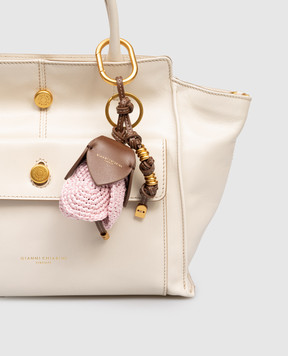 Gianni Chiarini Pink Straw Flower bag charm in the shape of a flower PCSTRAWFLOWER01