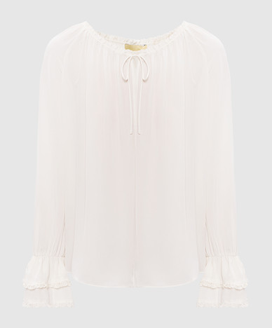 Witte zijden blouse MENDOZA