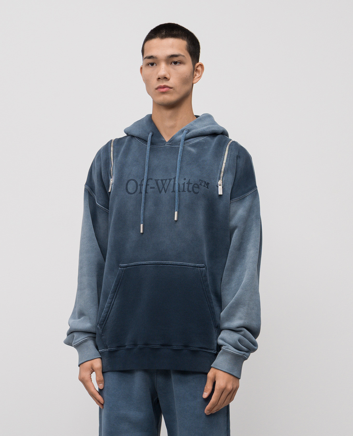 Blue hoodie with logo print Off-White 3