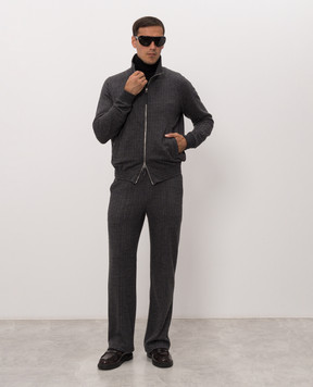 Tom Ford Gray jacket with wool and silk pattern JZL024JMC114
