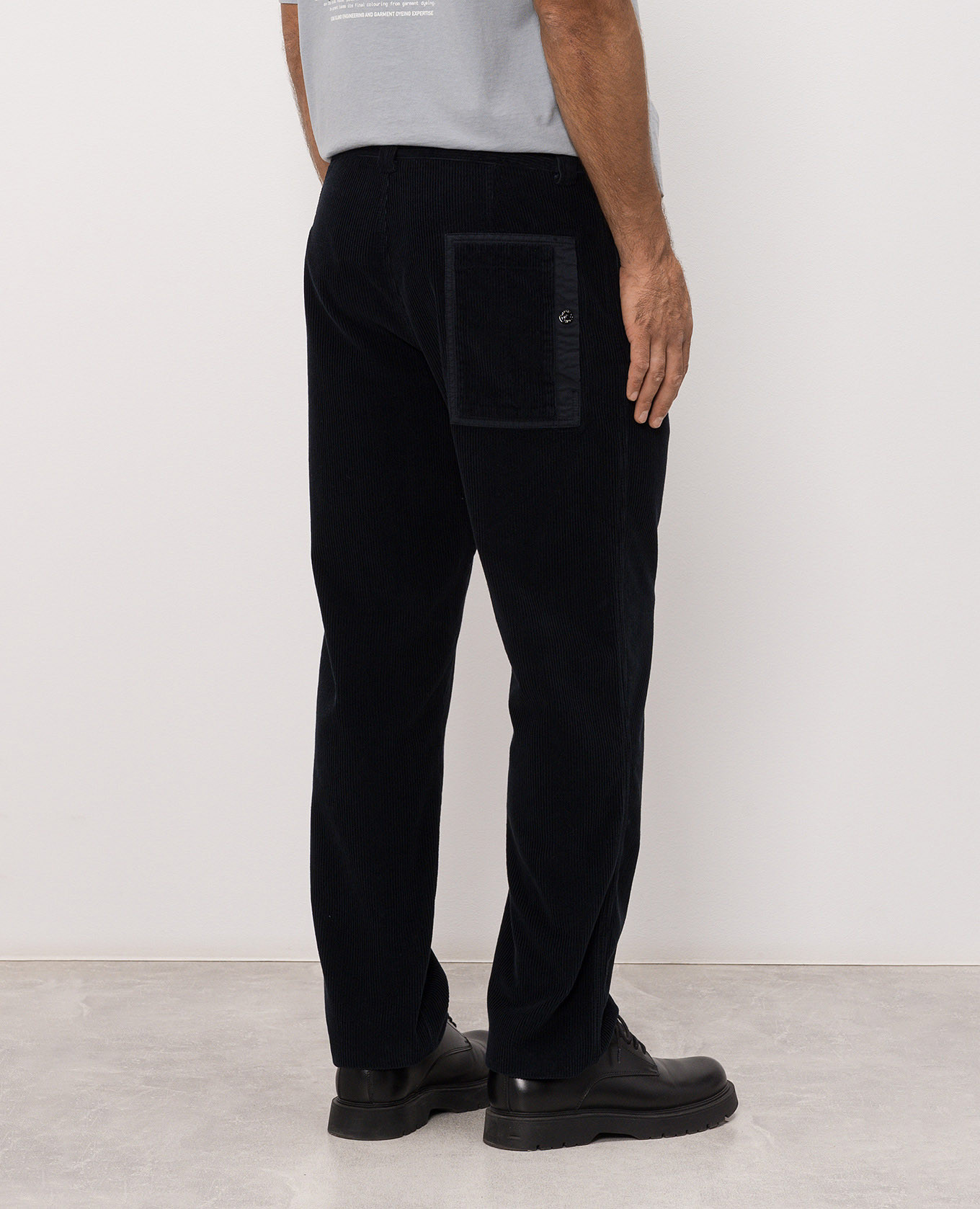 Blue corduroy pants with logo patch Stone Island 4
