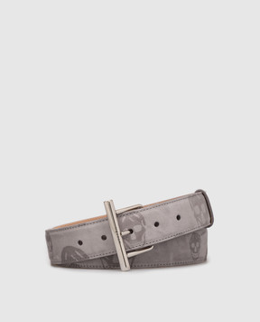 Alexander McQueen Gray suede belt with print 8052051AAWJ