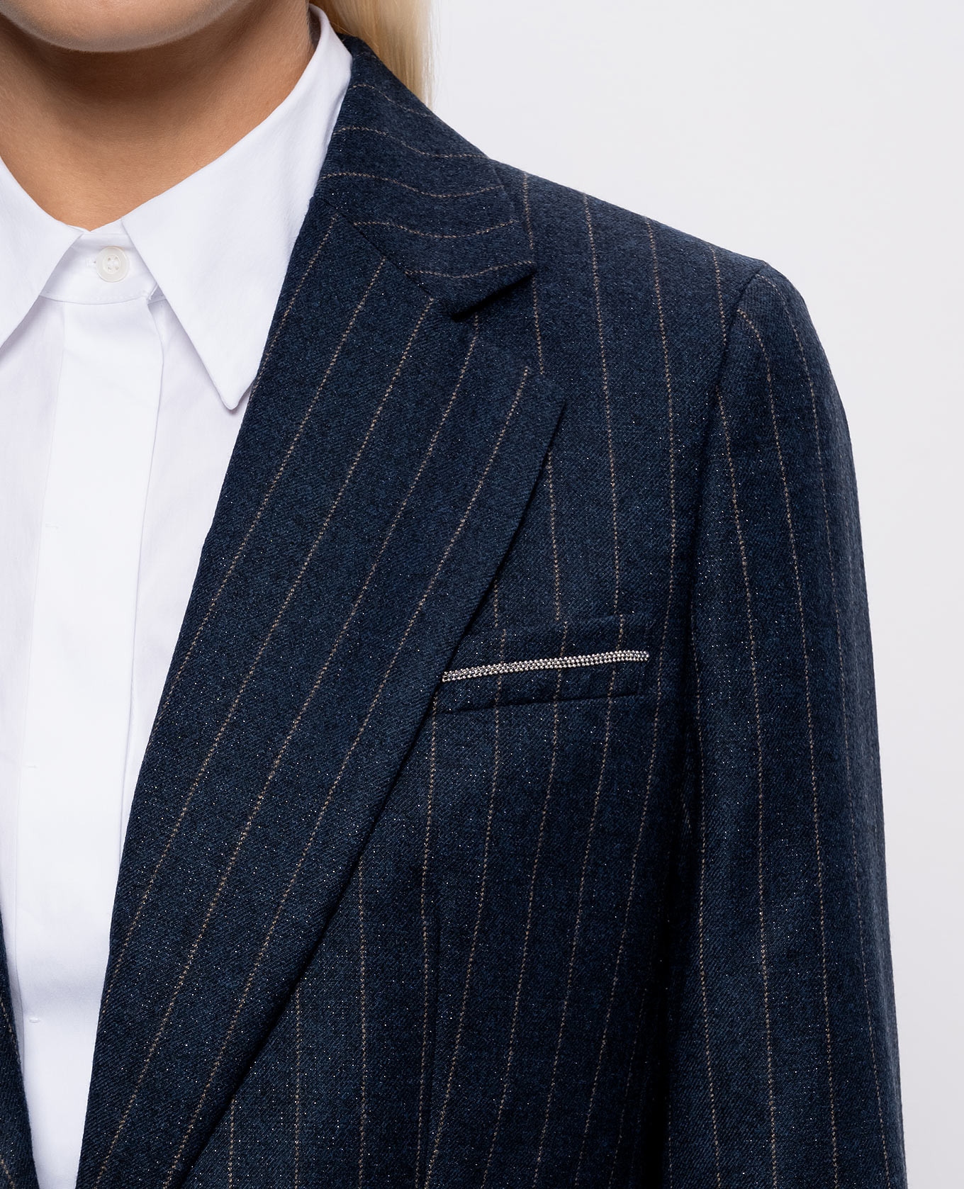 Blue striped wool jacket Peserico 5