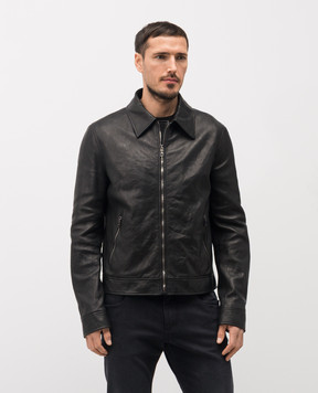 Dolce&Gabbana Black leather jacket with logo G9CCCLHULZK