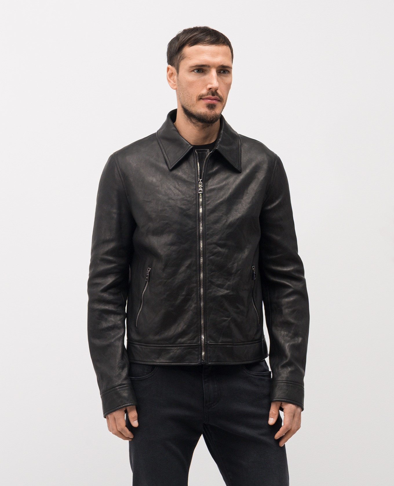 

Black leather jacket with logo Dolce&Gabbana