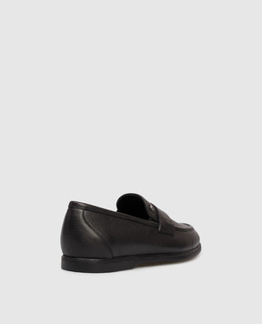 Stefano Ricci Black leather loafers with emblem UC64G2407VTDWY