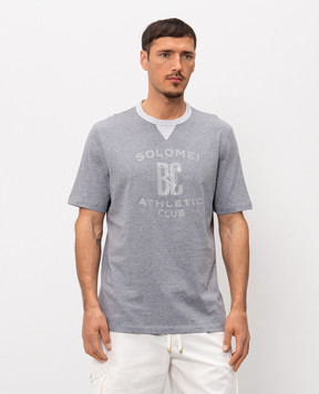 Brunello Cucinelli Gray T-shirt with branded print M0B131001G
