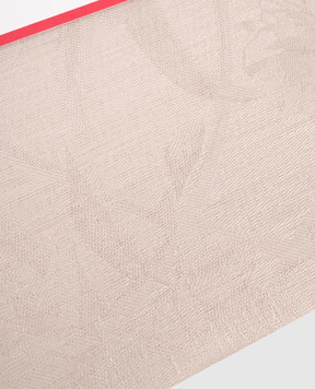 Le Jacquard Fraincais Beige Tivoli linen tablecloth with woven pattern 28103