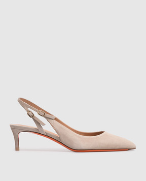 Santoni Beige suede slingbacks WDLQ71407HA2NMGD