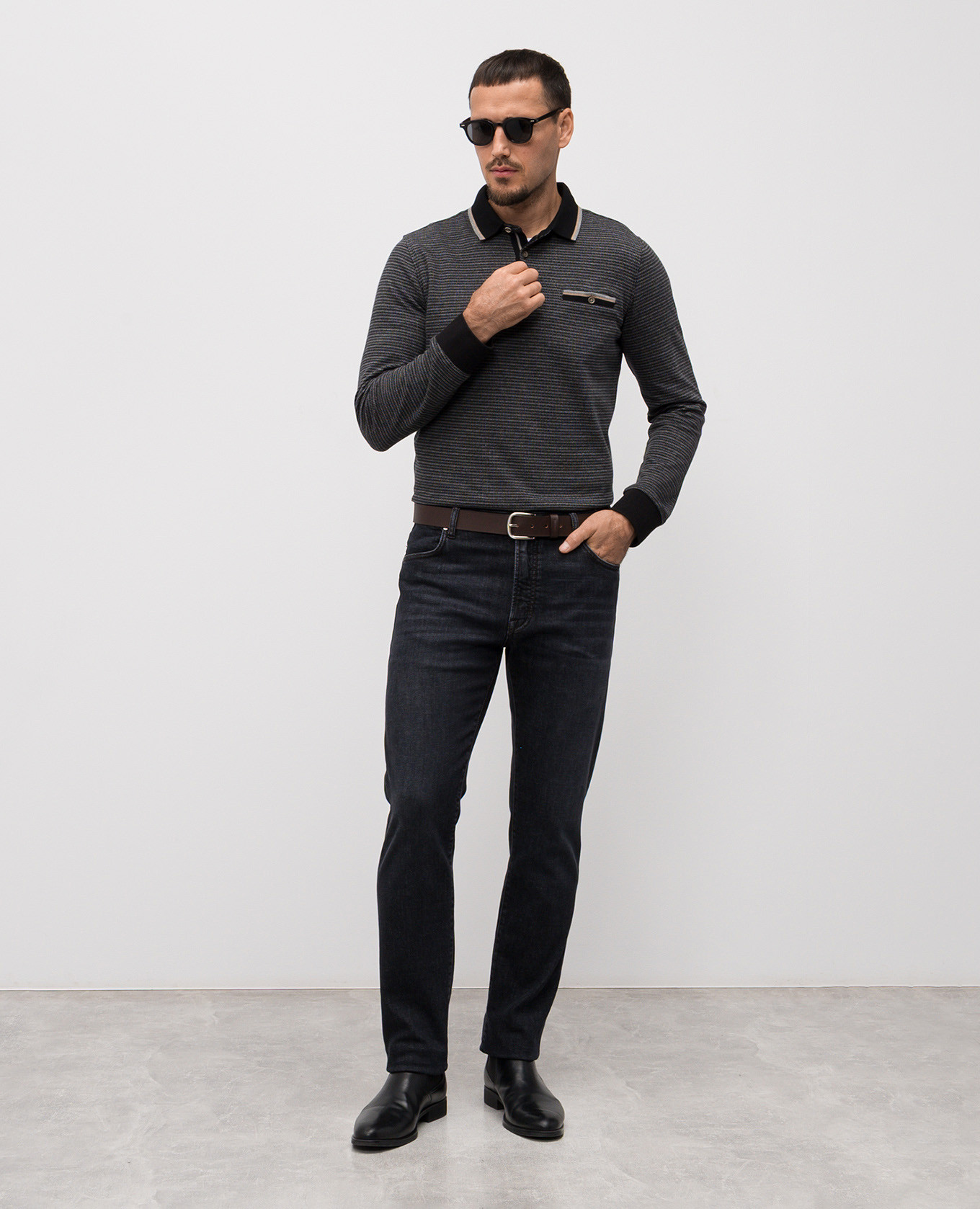 Gray polo shirt with pattern Florentino 2